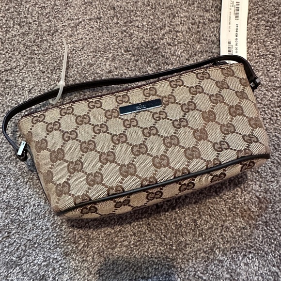 NWT Gucci boat pochette brown bag with iconic diamanté pattern - Picture 3 of 3